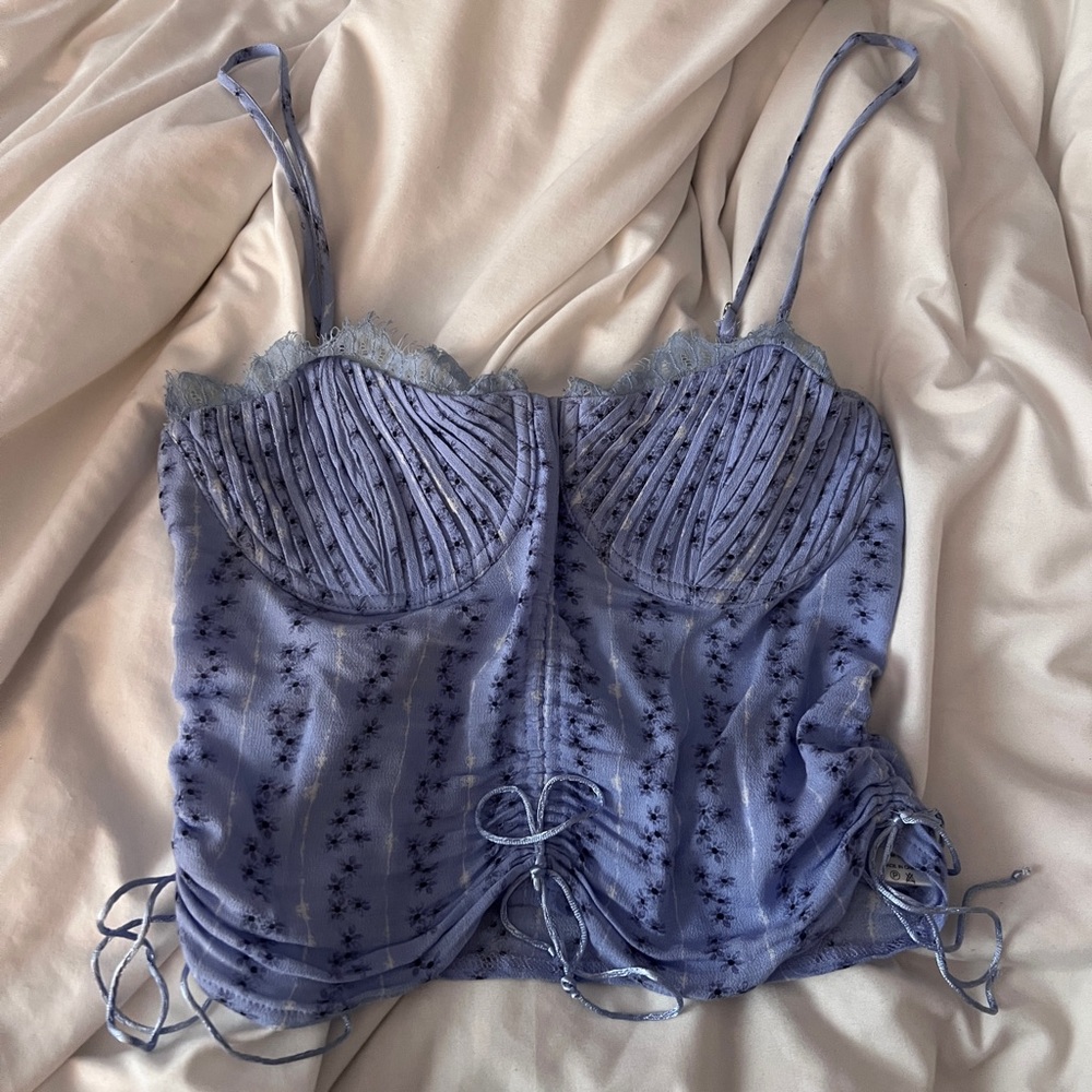 Periwinkle Floral Bustier Top